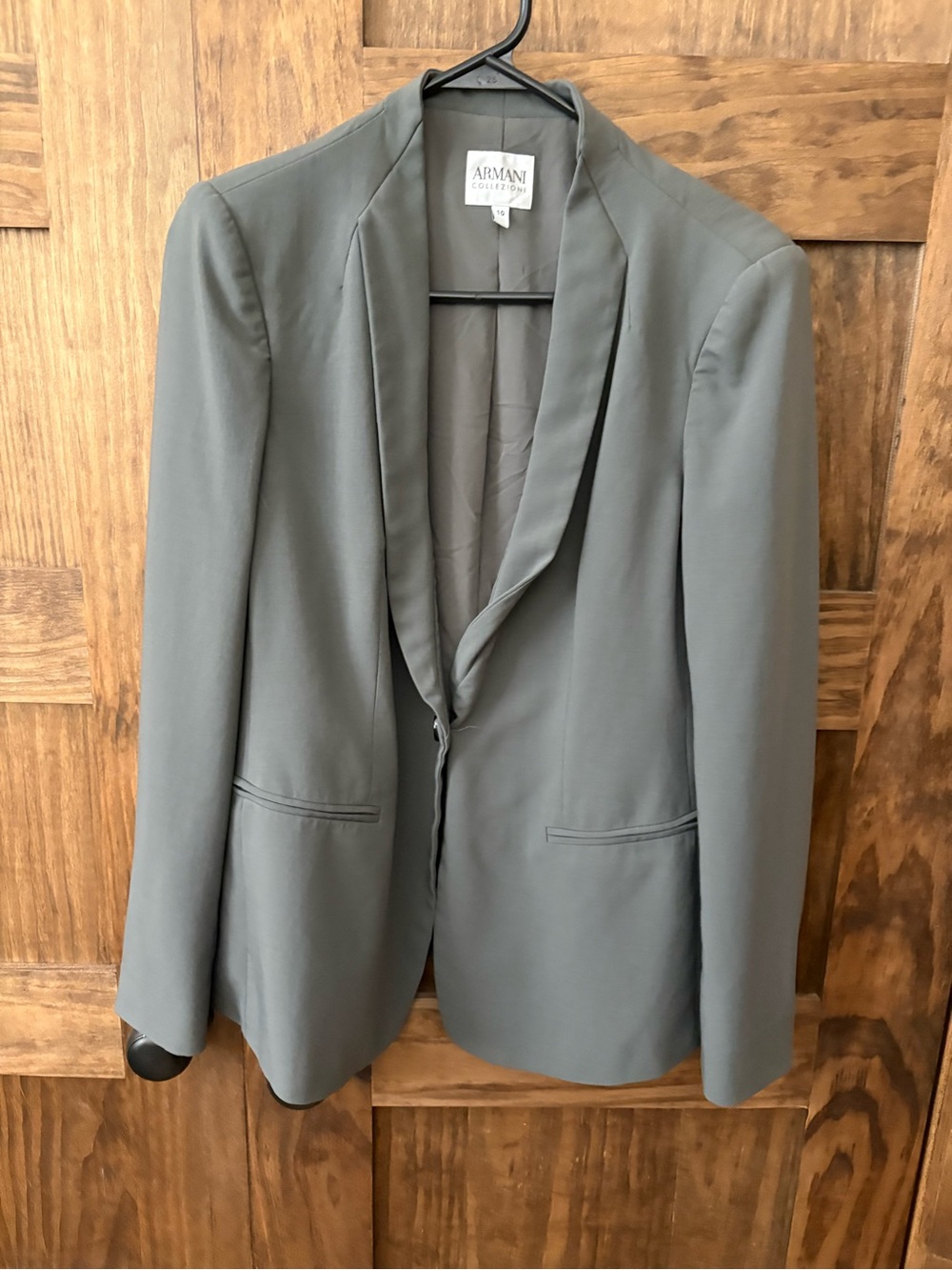Armani Collezioni Women's Slate Gray Shawl Collar Blazer